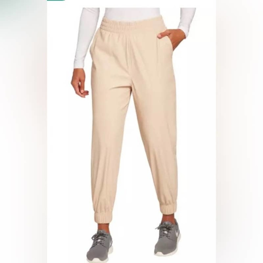 Calia Ath-Leather Neutral Barely Khaki High Rise Joggers Womens Size L Relaxed